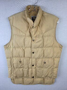 Vintage 70s KARMAN Outerwear Down Vest Puffer Jacket Snap Buttons Gilet size S